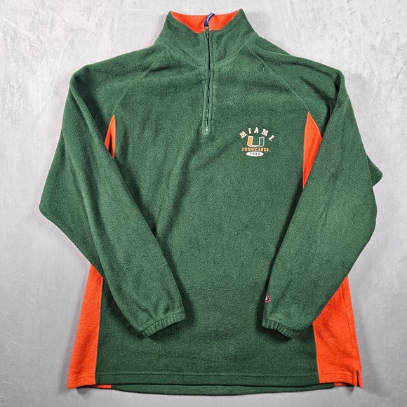 Pro Player Other - Vintage Miami Hurricanes Sweatshirt Mens Green XL Fleece 1/4 Zip Pro Player Y2K
